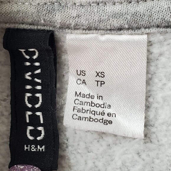 Preowned NASA Logo Gray Hooded Cropped Sweatshirt By H&M Divided XS - Picture 3 of 6